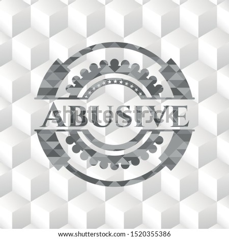 Abusive retro style grey emblem with geometric cube white background Stock photo © 