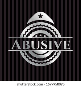 Abusive silvery badge. Vector Illustration. Mosaic.