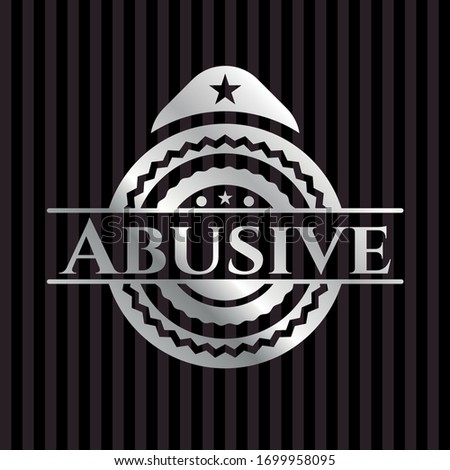 Abusive silvery badge. Vector Illustration. Mosaic.