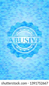 Abusive sky blue emblem with mosaic ecological style background