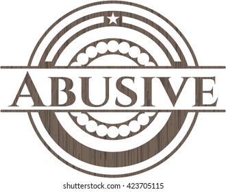 Abusive vintage wooden emblem