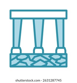 Abutment mini ilustração ícone de cor de tom duplo, uso para engenharia civil, indústria, construção, UI, kit UX, aplicativo e desenvolvimento web, digital ou impressão.