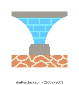 Abutment Wall mini illustration flat color icon, use for civil engineering, industry, construction UI, UX kit, app and web development, digital or print.