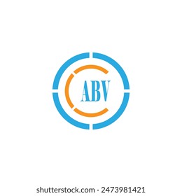 Diseño del logotipo de la tecnología de la letra ABV sobre fondo blanco.