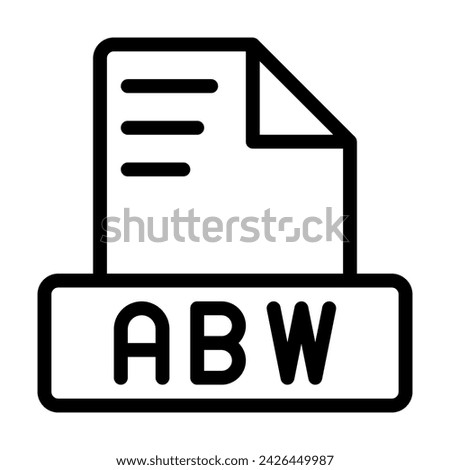 ABW File Icon. Outline File extention Sign. icons symbol format files. Vector illustration. can be used for website interfaces, mobile applications and software