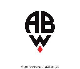Diseño del logotipo de la forma de ubicación de la letra ABW. Diseño sencillo del logotipo de ubicación de letras ABW.