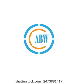 Diseño del logotipo de la tecnología de la letra de ABW sobre fondo blanco.