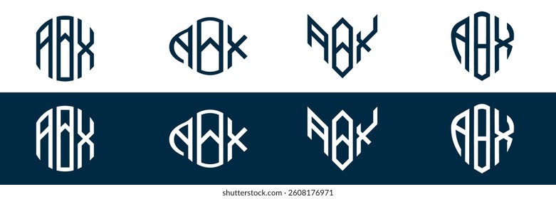 ABX letter logo design in FOUR different style