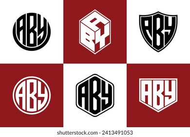 ABY initial letter geometric shape icon logo design vector. monogram, lettermark, circle, polygon, shield, symbol, emblem, elegant, abstract, wordmark, sign, art, typography, icon, geometric, shape