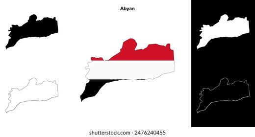 Abyan Governorate Outline Map Set