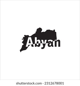 Abyan map and black lettering design on white background