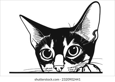 Abyssinian cat captivates with a mesmerizing peek, showcasing its exotic coat and graceful charm. A perfect balance of elegance and energy.