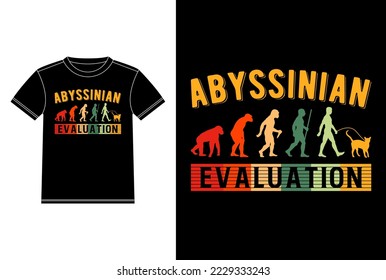Abyssinian Cat Evaluation T-shirt Design template, Abyssinian Cat on Board, Car Window Sticker Vector for cat lovers, Black on white apparel design
