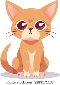 Abessiner Katze im kawaii-Stil einzeln auf weißem Hintergrund. Vektorgrafik
