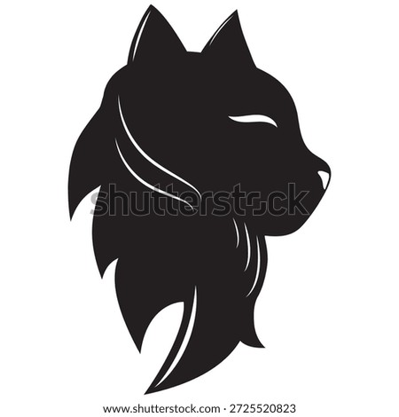 Abyssinian Cat. Silhouette of a cat on a white black background.