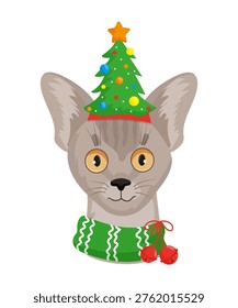 Abyssinian Cat with Tree Hat