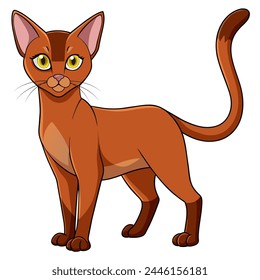 Abyssinian cat vector illustration isolated on white background in cartoon style.