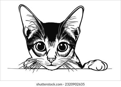 Abyssinian cute cat captivates with a mesmerizing peek, showcasing its exotic coat and graceful charm. A perfect balance of elegance and energy.