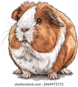 Abyssinian Guinea Pig Illustration on White Background