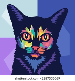 Abyssinian pop art style illustration, artistic portrait of a cute cat