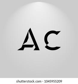 AC Abstract Black Letters with white and gray background in highlight