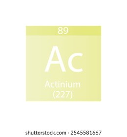 Tabla Periódica Del Elemento Químico Actinoide De Actinio Ac. Ilustración vectorial cuadrada plana simple, icono de estilo limpio simple con masa molar y número atómico para laboratorio, ciencia o clase de química.