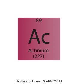 Tabla Periódica Del Elemento Químico Actinoide De Actinio Ac. Ilustración vectorial cuadrada plana simple, icono de estilo limpio simple con masa molar y número atómico para laboratorio, ciencia o clase de química.