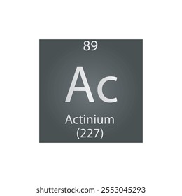 Tabla Periódica Del Elemento Químico Actinoide De Actinio Ac. Ilustración vectorial cuadrada plana simple, icono de estilo limpio simple con masa molar y número atómico para laboratorio, ciencia o clase de química.