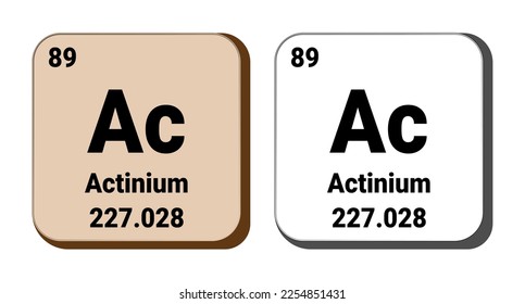 Ac, Actinium element vector icon, periodic table element. Vector illustration EPS 10 File. Isolated on white background.
