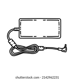 Adaptadores de CA para portátiles Parte de accesorios para computadoras y Vector de conjunto de iconos de mano de hardware.