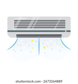 AC air conditioner in the drawing with a flat cute concept drawing the illustration drawing in templete drawing in vector .