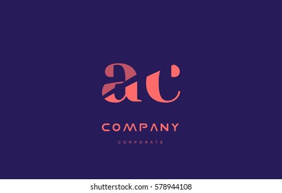 ac a alphabet small letter blue pink creative design vector company logo icon template 
