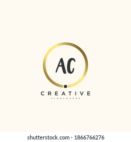 Logo inicial del vector de belleza AC, diseño de arte del logo de escritura a mano de firma inicial, boda, moda, joyas, boutique, floral y botánica con plantilla creativa para cualquier empresa o negocio.