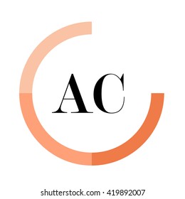 AC black letters , modern type of font , tree orange colors , simply alphabet like design identity
