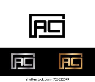 AC Box Logo. Letter Design Vector with Black Gold Silver Colors
