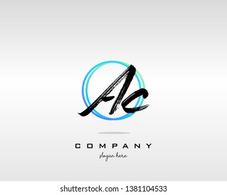 AC Brush Stroke Letter Logo Design. Colorful Paint Logo Leters Icon with Elegant Shape Vector Design.  