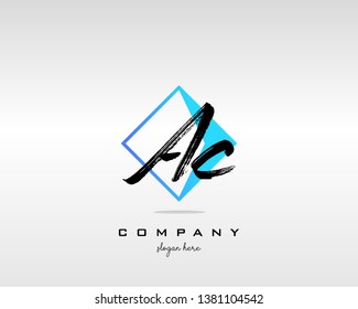AC Brush Stroke Letter Logo Design. Colorful Paint Logo Leters Icon with Elegant Shape Vector Design.  