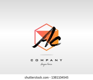 AC Brush Stroke Letter Logo Design. Colorful Paint Logo Leters Icon with Elegant Shape Vector Design.  