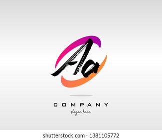 AC Brush Stroke Letter Logo Design. Colorful Paint Logo Leters Icon with Elegant Shape Vector Design.  
