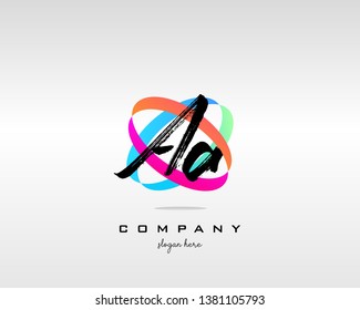 AC Brush Stroke Letter Logo Design. Colorful Paint Logo Leters Icon with Elegant Shape Vector Design.  