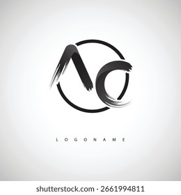 AC Brush Stroke Logo - Símbolo Artístico Moderno com Textura de Tinta para Branding Criativo e Design de Identidade Visual