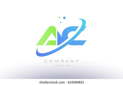 ac a c alphabet green blue swoosh letter company logo vector icon design template