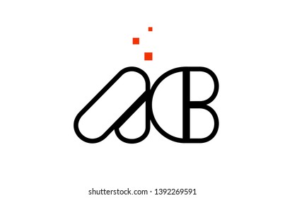 AC A C black white red dots alphabet letter combination suitable as a logo icon design for a company or business