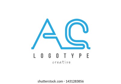 AC A C blue joined line alphabet letter logo combination suitable as icon design for a company or business