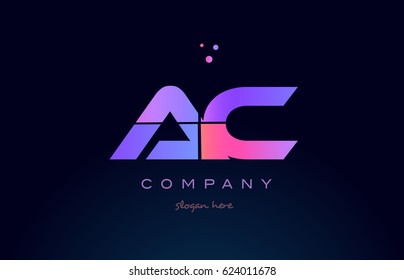 ac a c creative color blue background pink purple blue magenta alphabet letter company logo vector icon design