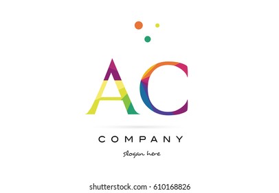 ac a c  creative rainbow colors colored alphabet company letter logo design vector icon template