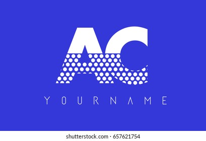 AC A C Dotted Pattern Letter Logo Design Vector with Blue Background.