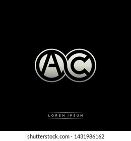 AC A C initial letter linked circle capital monogram logo modern template silver color edition