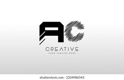 AC A C Letter Logo Design in schwarzen Farben. Illustration des Creative Modern Letters Vector Icon Logos.