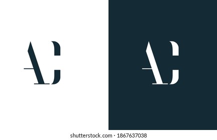AC, CA, A, C abstract vector logo monogram template